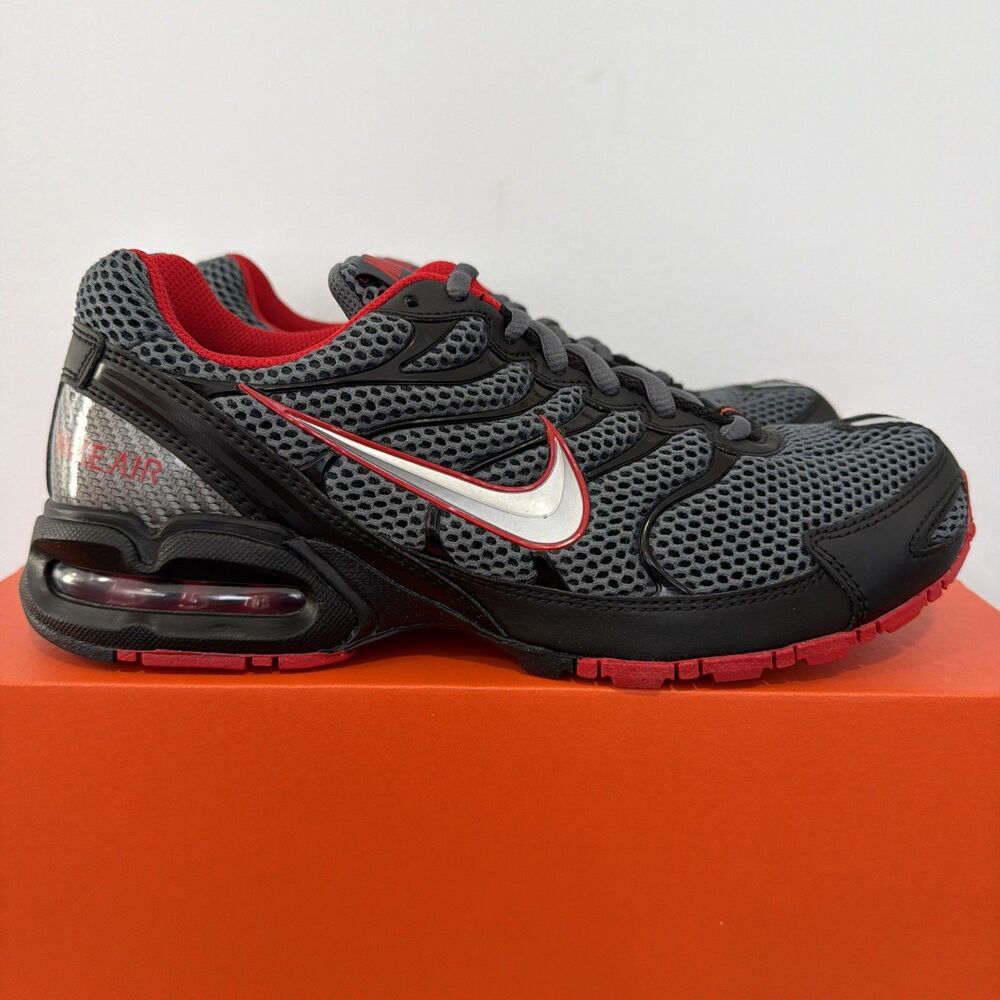 Nike Men's Air Max Torch 4 Running Shoes Dark Grey Metallic Silver Red Men Sz 11